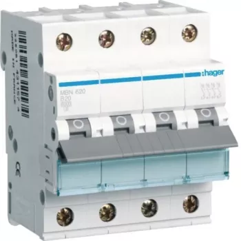 Hager MBN620 3P+N B-20A 6kA Miniature Circuit Breaker