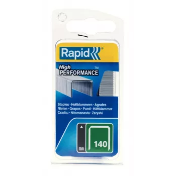 RAPID TOOLS Rapid Flat Wire Staples Type 140, 14 mm Leg Length, Galvanized Steel, 1250 Pieces, Small Pack with Euro Hole 40109517