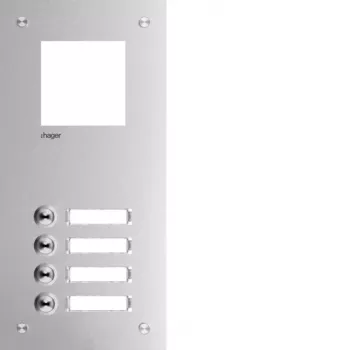 Hager RTQ104X Intercom Front Plate, 4-Button, Aluminium
