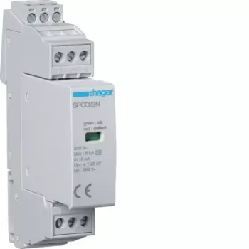 Hager SPC203N Type 3 Surge Arrester 1P+N Uc 264V In 5kA Up 1.25kV with Remote Contact