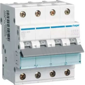 Hager MBN425 4-Pole B-25A 6kA Miniature Circuit Breaker