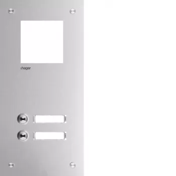 Hager RTQ102X Front Plate for Intercom, Mono, 2 Call Buttons, Aluminum