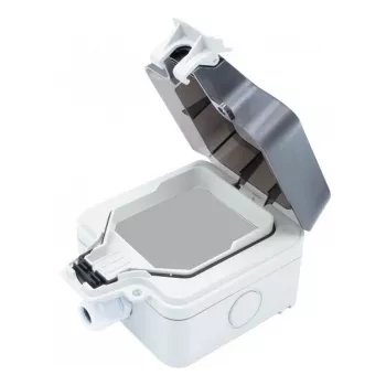 Exertis Connect Surface-Mounted Outdoor IP66 Enclosure, 1-Gang, Light Grey RAL 7035 (273049)
