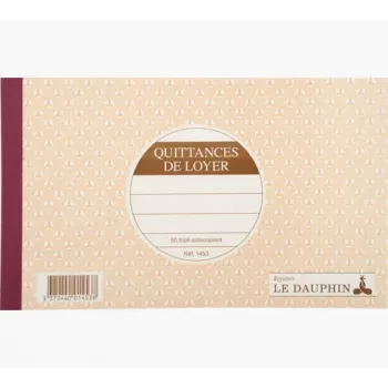 Le Dauphin Manifold Rent Receipt Pad, 125 x 210 mm, 2-Part Carbonless, 50 Sets, White (1453D)