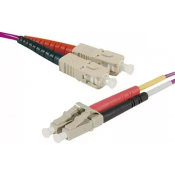 Exertis Connect LC/UPC to LC/UPC OM4 Multimode Duplex Uniboot Patch Cable, 1m, Erika Violet, LSZH 392951