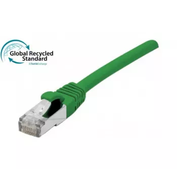 EXERTIS CONNECT Cat. 6A S/FTP Patch Cable, TPE, Halogen-Free, GRS-Certified, Latch Protection, Green, 1.0 m 854530