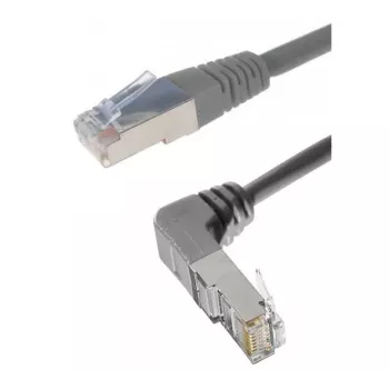 Exertis Connect Cat. 6A S/FTP (PiMF) Patch Cable, Angled to Straight, Grey, 0.3 m 854301