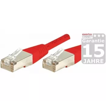 EXERTIS CONNECT Cat.5e F/UTP Patch Cable, Red, 0.15 m, Slim Bend Protection 857040