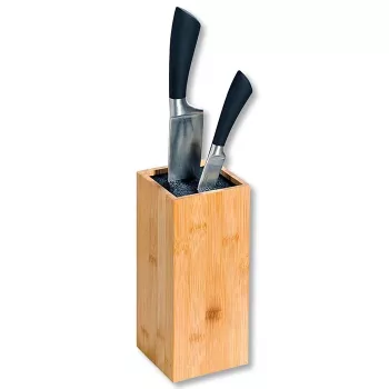 Kesper Bamboo Knife Block with Flexible Fiber Insert, Natural Wood, Holds Up to 10 Knives