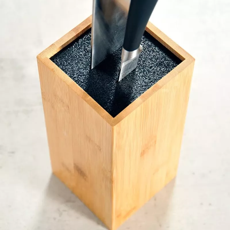 Kesper Bamboo Knife Block with Flexible Fiber Insert, Natural Wood, Holds Up to 10 Knives
