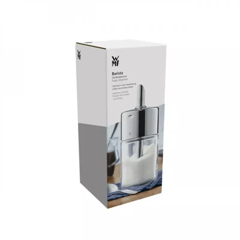 WMF Basic Sugar Dispenser 200 ml, Cromargan® Stainless Steel and Glass, Silver/Transparent