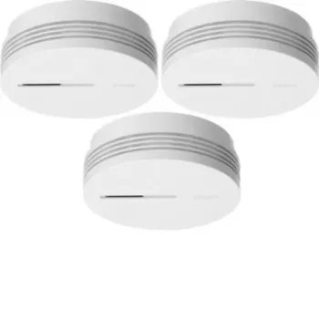 Hager TG600AL-3 Smoke Detector Set with 3 Optical Detectors, 10-Year Lithium Battery