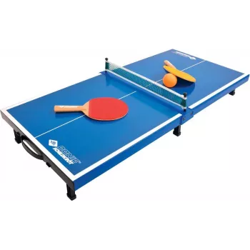 DONIC SCHILDKRÖT Mini Table Tennis Table Set, Blue, Foldable, 68 x 33 x 9 cm, with 2 Bats, Net, 2 Balls 838576