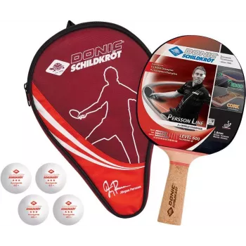 Donic Schildkröt 788450 Table Tennis Bat for Beginners and Recreational Players - Black Rubber, Wood Handle, Concave, 5-Ply Blade, 1.0mm Sponge, ITTF Non-Approved