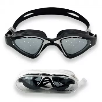 SCHILDKRÖT Murano Adult Swimming Goggles, White/Black, Soft Silicone Seals, Split Strap, Anti-Fog, UV Protection 940056