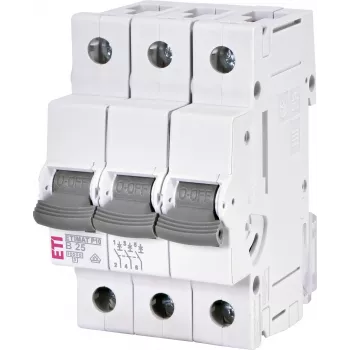 ETI ETIMAT P10 3-Pole B25 25A 10kA MCB, 415V AC/DC