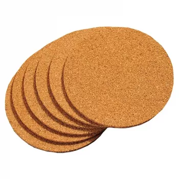 KESPER Natural Cork Coaster Set, 6-Piece Square Heat-Resistant Trivets, 100x100x5 mm, Eco-Friendly