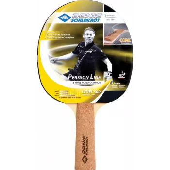 DONIC SCHILDKRÖT Persson 500 Table Tennis Bat with Cork Handle, Elite Rubber, 1.6 mm Sponge, Control-Oriented 728451