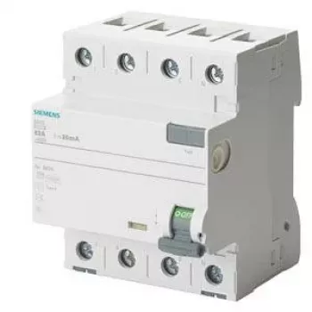 Siemens SENTRON 5SV36448 Residual Current Circuit Breaker, Type A, 40 A, 300 mA, 4-pole, 400 V, Selective