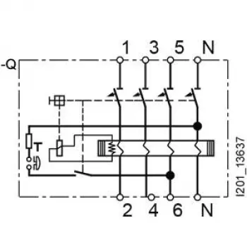 Siemens SENTRON 5SV36448 Residual Current Circuit Breaker, Type A, 40 A, 300 mA, 4-pole, 400 V, Selective