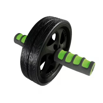 SCHILDKROT AB Roller / Abdominal Trainer, Black/Green, Double Wheel, 185 mm Diameter, 45 mm Width 960045