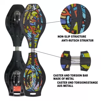 SCHILDKROT Waveboard Good Vibes Graffiti Large Plastic Deck with Anti-Slip Structure 510801