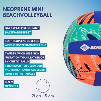 SCHILDKROT Neoprene Mini Beach Volleyball Size 2 Soft Textile Surface Saltwater Resistant 970342
