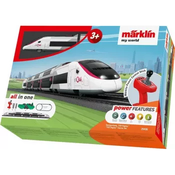 Märklin TGV Duplex H0 5-Part Digital Train Set with Mobile Station 2, White/Black 029406