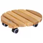 WAGNER Multiroller ERLE soft rund Ø34cm Plant Trolley, Solid Alder Wood, 100 kg, 3 Swivel Castors, Floor-Protective 20026201