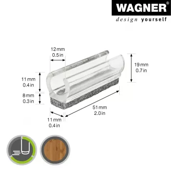 Wagner design yourself EH 0690 Clip-On Furniture Glider, Plastic, 12 mm Round Legs, 4-Pack, White 15069099
