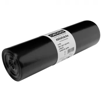 DEISS 95180 Garbage Bags, 60µm, Black, 10 Pieces