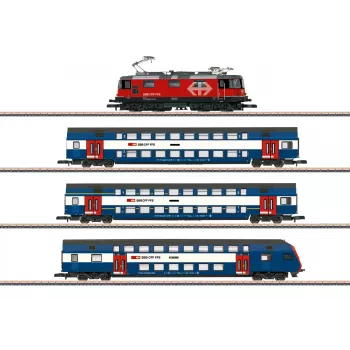 Märklin 81195 Z Scale Train Set - Zurich S-Bahn SBB Electric Locomotive and Double-Deck Coaches