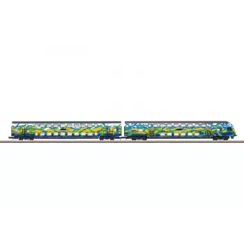Märklin 87307 Z Gauge Double-Deck Coach Set Touristik 2 DB AG (1:220, 2 Coaches)
