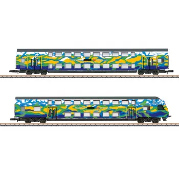 Märklin 87307 Z Gauge Double-Deck Coach Set Touristik 2 DB AG (1:220, 2 Coaches)