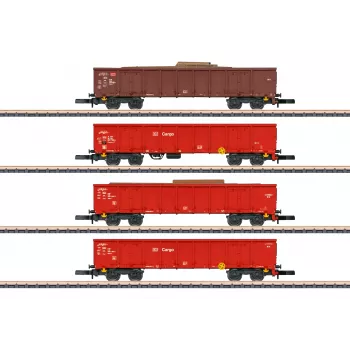 Märklin 82542 Z Gauge 4-Piece High-Sided Open Wagon Set - Scrap Train of DB AG, Era V