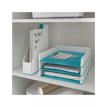 LEITZ WOW Duo Colour Letter Tray A4 Ice Blue/White 5361-10-51