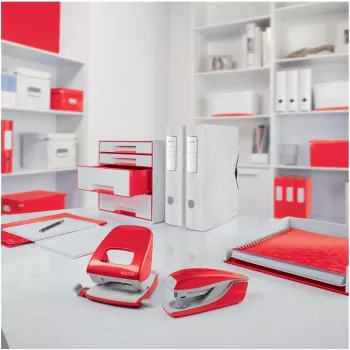 LEITZ WOW Elasticated Document Folder A4, PP Laminated Cardboard, Red, Corner Elastic Bands, 3 Internal Flaps, 150 Sheet Capacity 3982-00-26