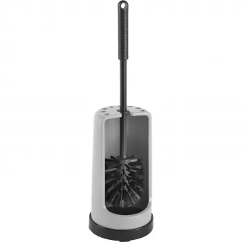 HAUG BÜRSTEN 65340RC Plastic Toilet Brush Set, Grey, Freestanding, Closed Holder, Replaceable Brush Head