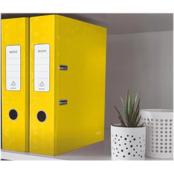 Leitz 180° WOW A4 Lever Arch File Yellow 80mm Spine 600 Sheets Cardboard 10050016