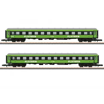 Märklin 87404 Z Gauge 2-Car Set Flixtrain Express Train Passenger Cars, Era VI