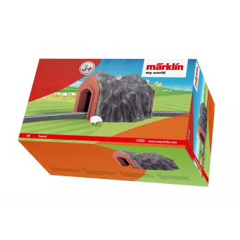 Märklin H0 Single-Track Tunnel with Detailed Stone Arch Portal, Grey and Orange 72202