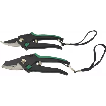 BRÜDER MANNESMANN Lightweight Metal Garden Shears Set, 2-Piece, Stainless Steel Hardened Blades, Non-Slip Plastic Handles - 1 Set (M63202)