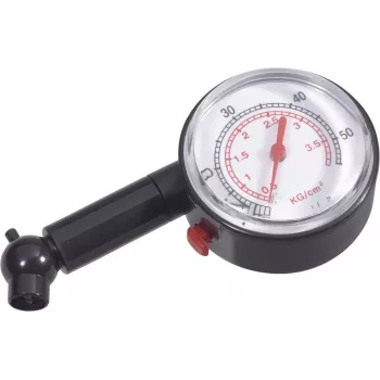 Brüder Mannesmann 054T Pen-Style Tire Pressure Gauge, 0.5-3.5 bar / 7-50 psi, Analog, Metal Housing, Pocket Clip