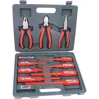 Brüder Mannesmann VDE Insulated Electrician's Screwdriver and Plier Set, 11-Piece (11240)