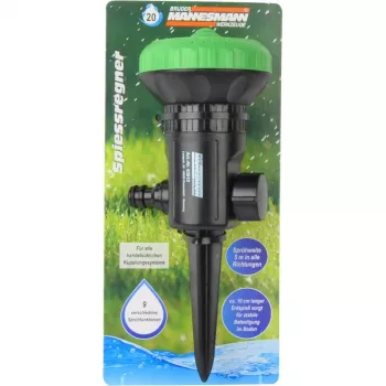 Brüder Mannesmann Circular Sprinkler with Plastic Ground Spike, Adjustable Spray, 1 Piece (M63612)