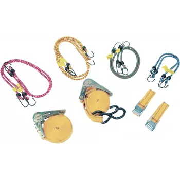 Brüder Mannesmann 8-Piece Securing Strap Set | 2 Ratchet Straps, 4 Cam Buckle Straps, 2 Bungee Cords