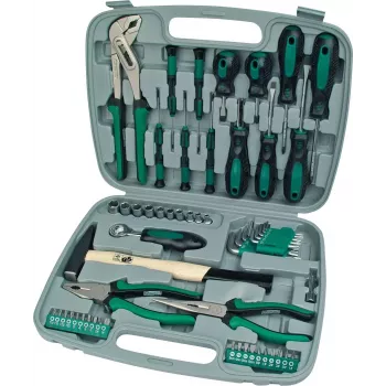BRÜDER MANNESMANN 57-Piece Hand Tool Set with Carrying Case | Chrome Vanadium Steel | Household & DIY 29057