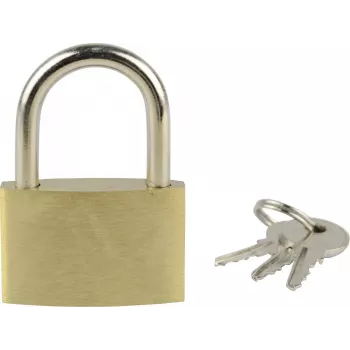 MANNESMANN Brass Padlock 35 mm, Hardened Steel Shackle, 3 Keys 413-35
