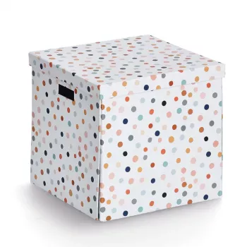 Zeller Dots White Polka Dot Storage Box 33.5 x 33 x 32 cm 14476