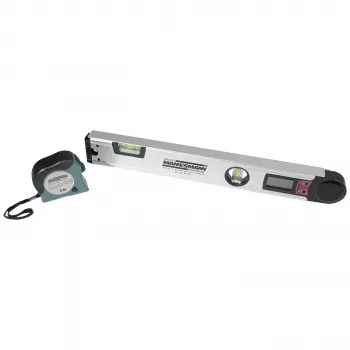 Brüder Mannesmann Digital Angle Finder with Spirit Levels, 400 mm, LCD, 0-220°, 0.1° Resolution, Aluminum (M81230)